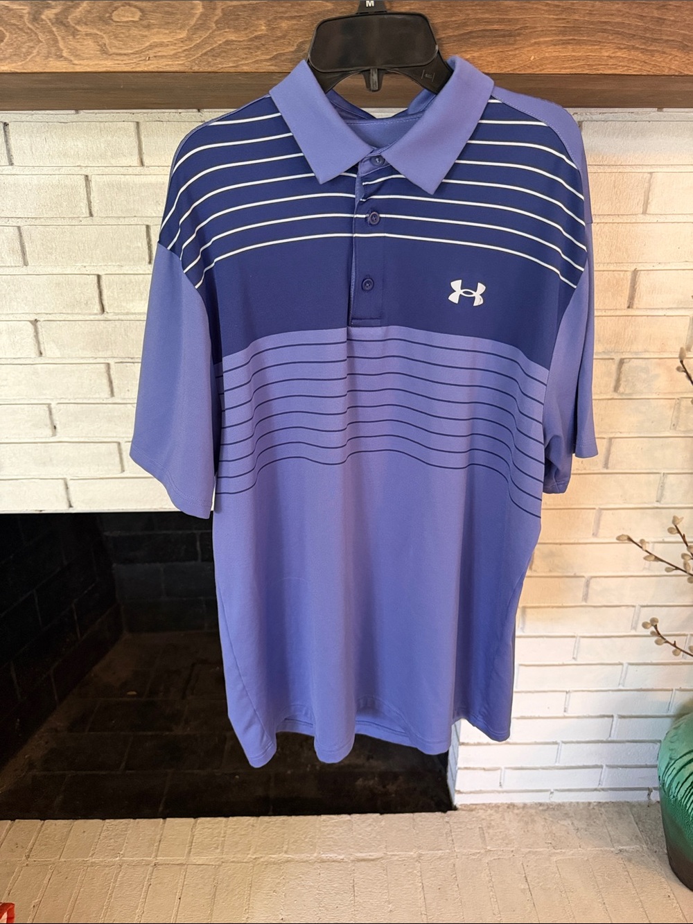 Under Armour Blue and Purple Striped Performance Polo